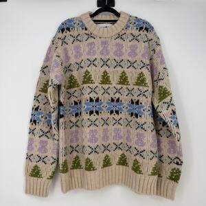 NN07 Stein Holiday Crewneck Sweater Ecru Multi Size Large